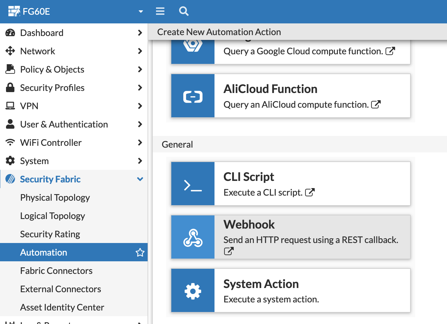 action webhook
