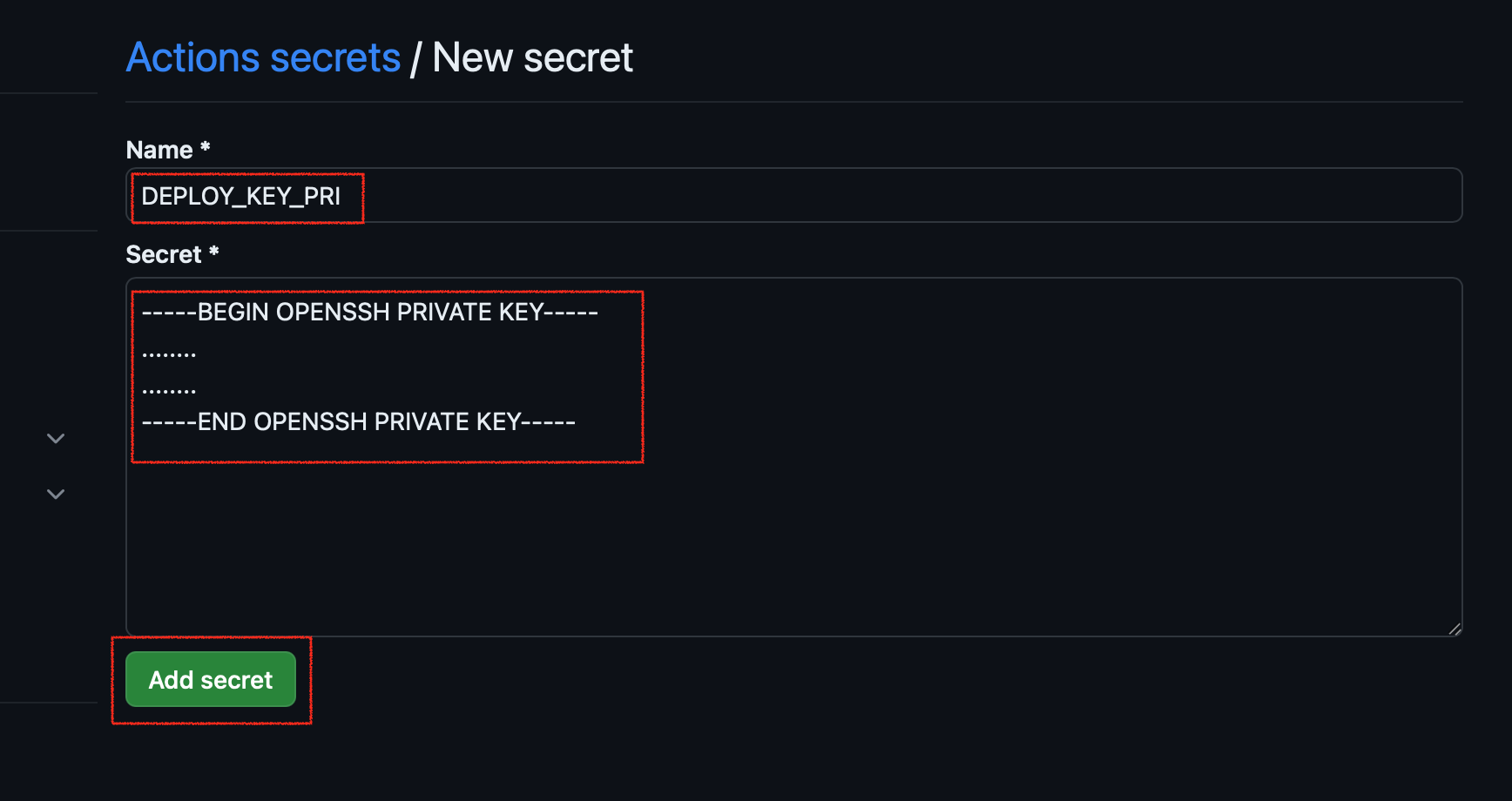 create secret