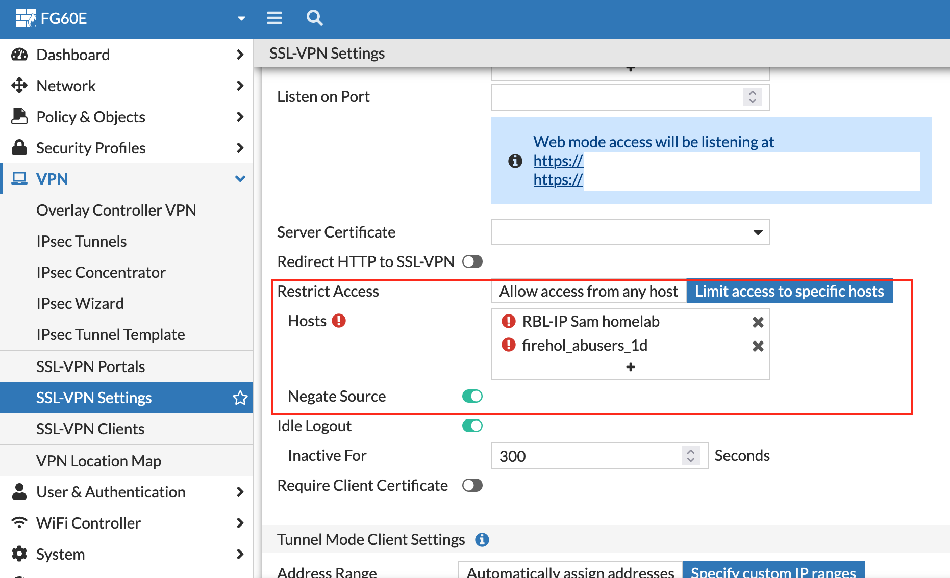 SSL VPN Settings