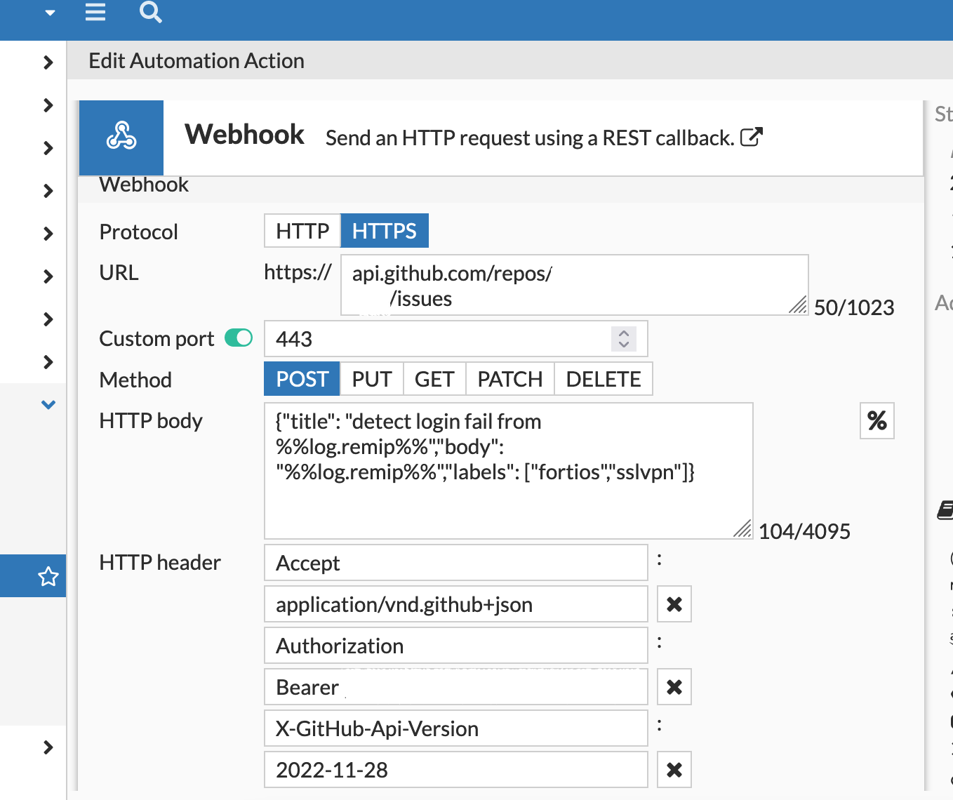 webhook setting